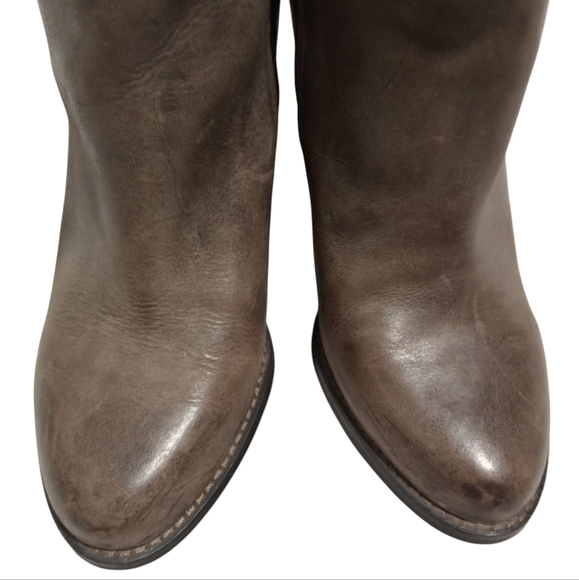 Arturo Chiang Brown Leather Ankle Boots Strap Buckle Side Zip Booties Women’s 7 - Picture 5 of 6